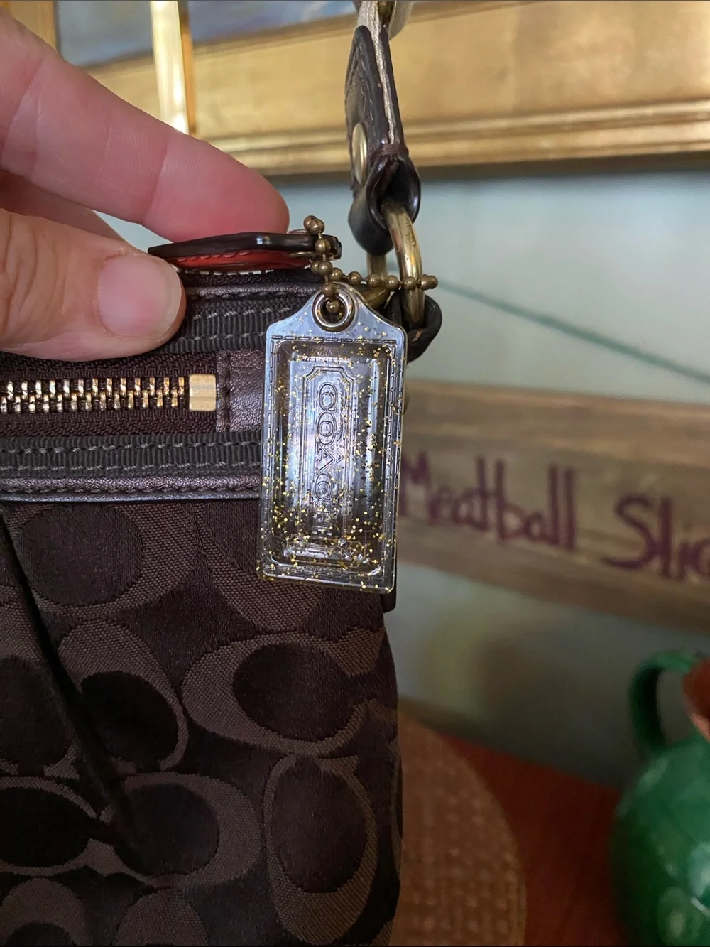 COACH Poppy Brown and Gold Mini Bag w/ Double Hangtags